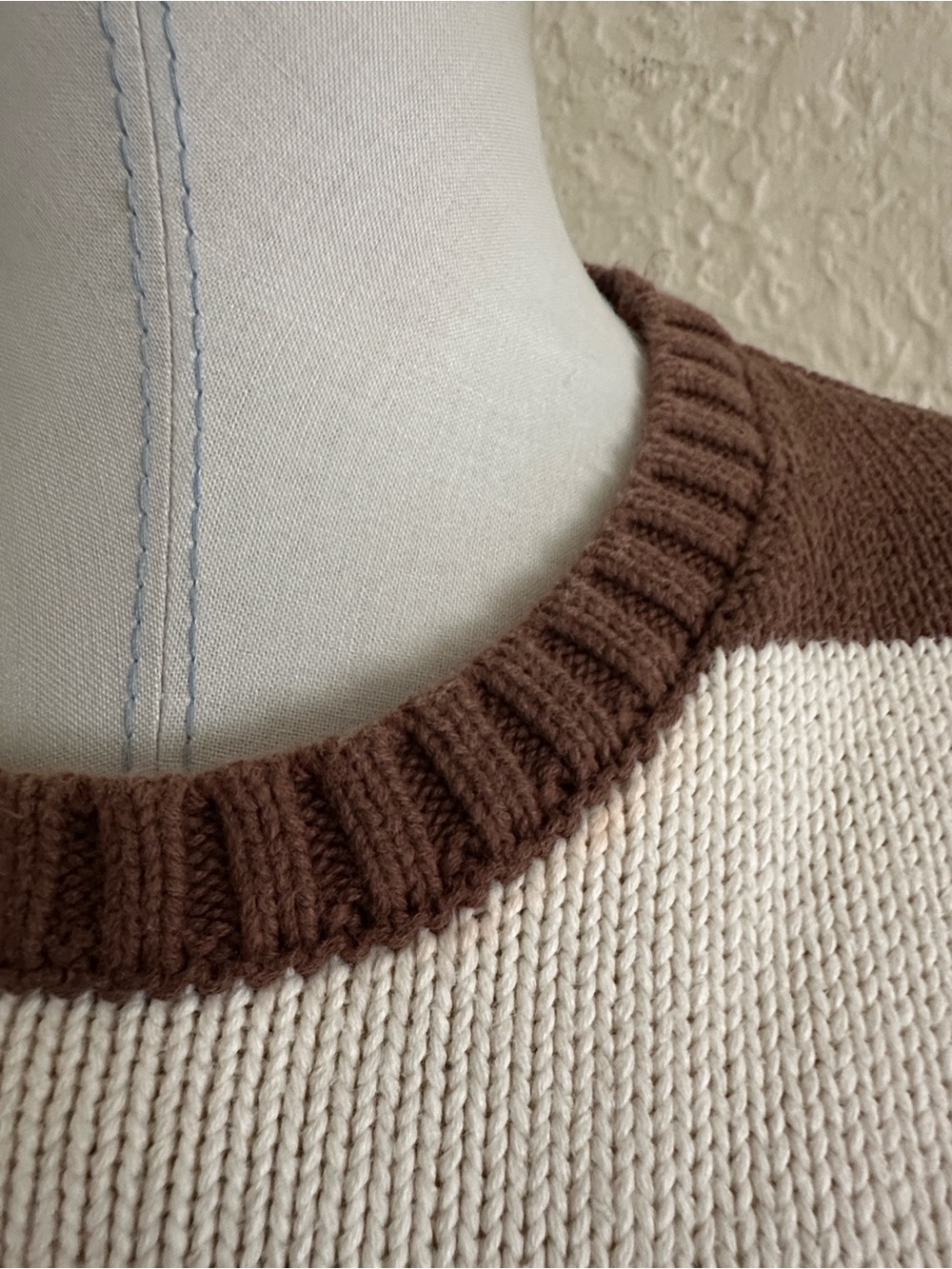 Brandy Melville John Galt Brianna Brown and Cream Striped Crewneck Sweater - Picture 4 of 10